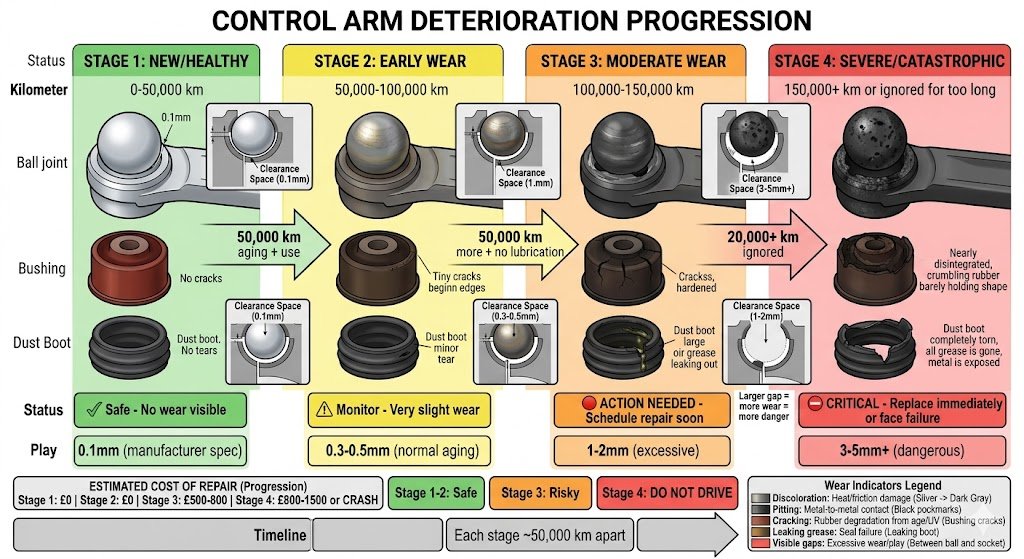 Lower Control Arm Split Bad Lower Control Arm: 4 Symptoms & Repair