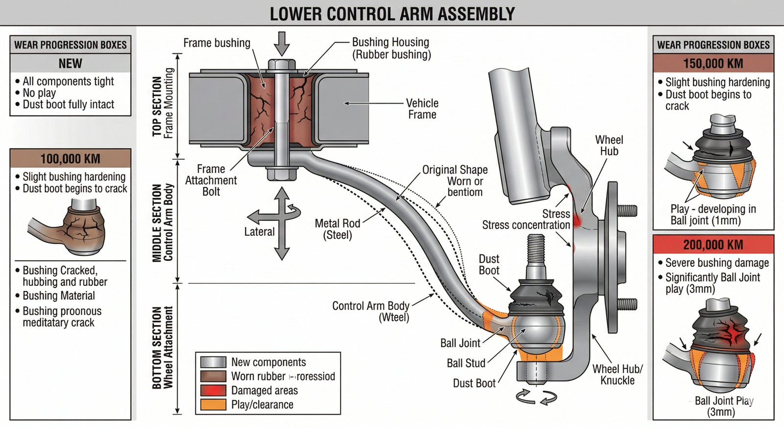 Lower Control Arm Split Bad Lower Control Arm: 4 Symptoms & Repair